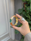 Ebony bracelet with stripes - Green/light pink