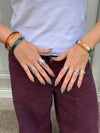 Ebony bracelet with stripes - Green/light pink
