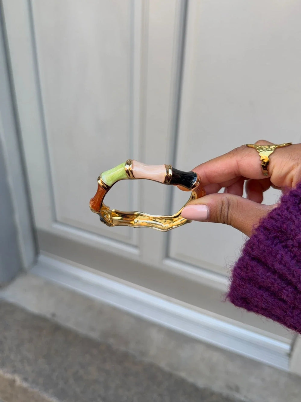 Ebony bracelet with stripes - Multicolored