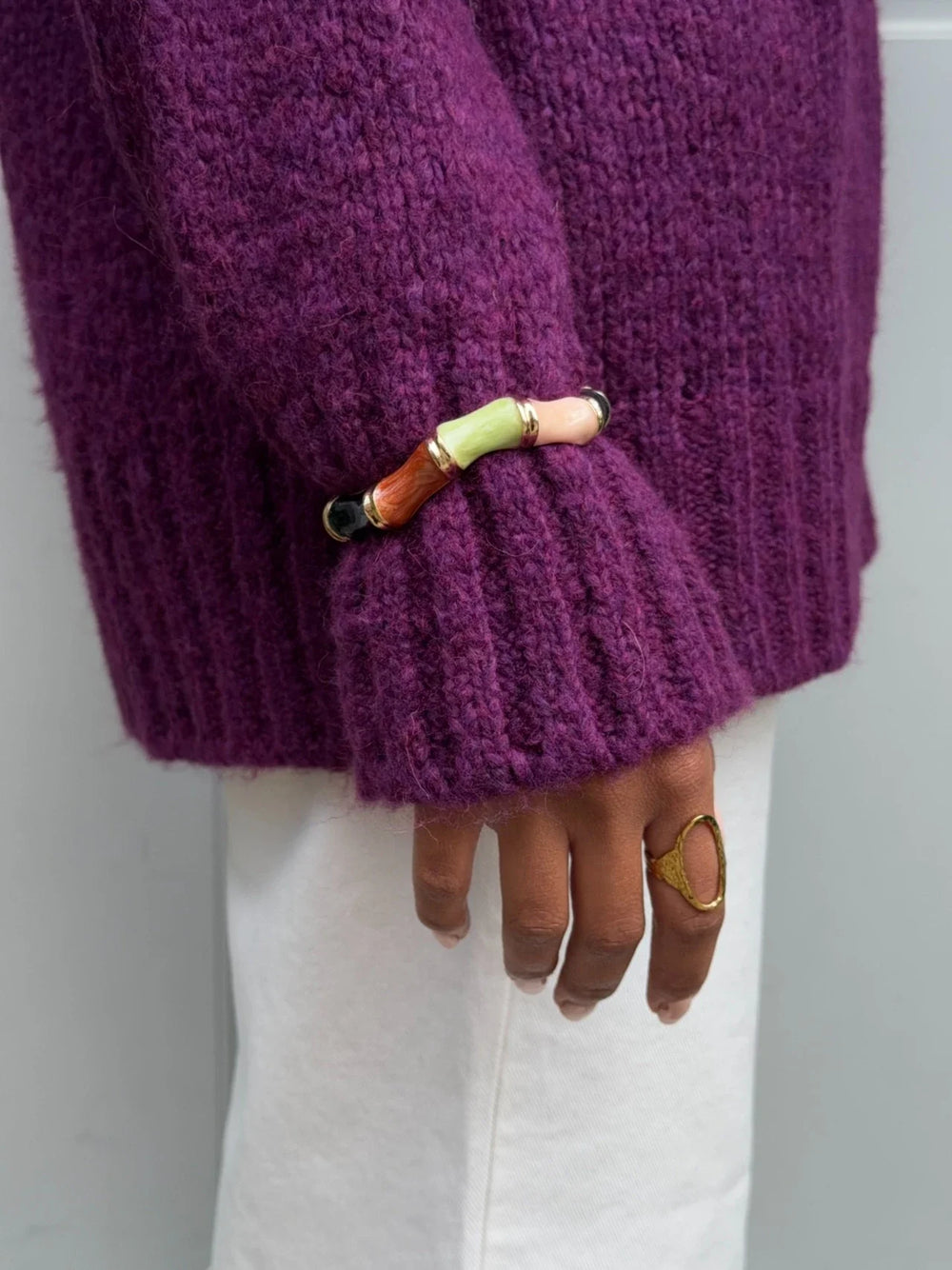 Ebony bracelet with stripes - Multicolored
