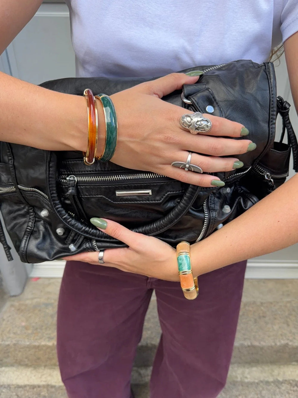 Elvina bracelet - Dark green/gold