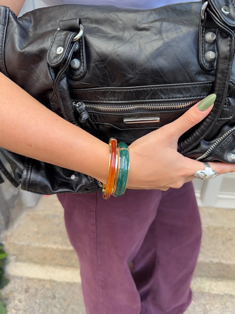Elvina bracelet - Dark green/gold