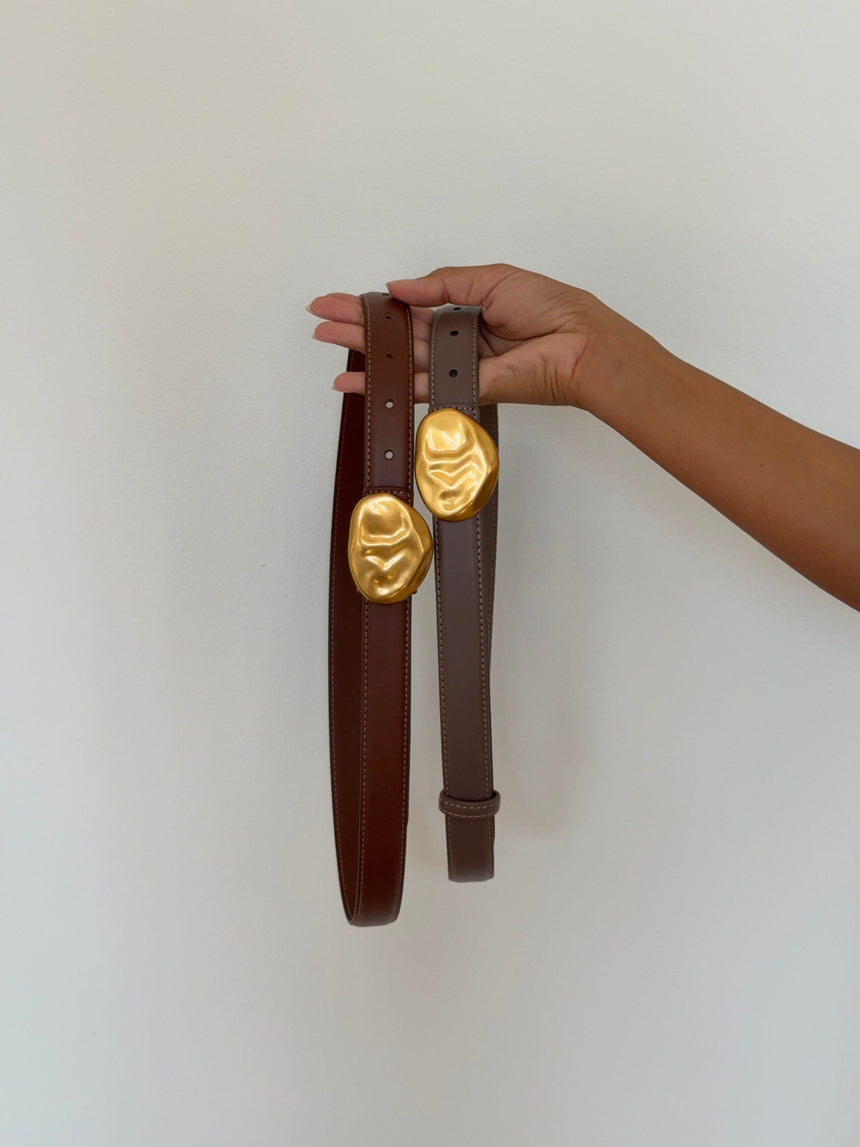Refined belt - Taupe/gold