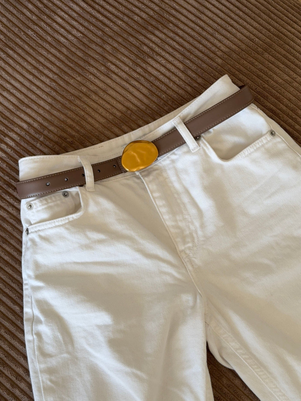 Refined belt - Taupe/gold