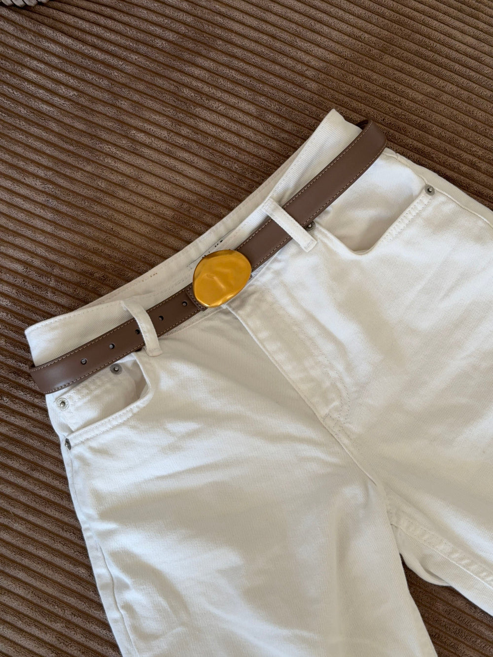 Refined belt - Taupe/gold
