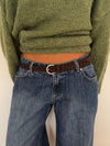 Noble belt in faux suede – Dark brown/silver