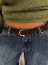 Noble belt in faux suede – Dark brown/silver