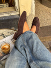 Yuna ballerina with heel - Dark brown