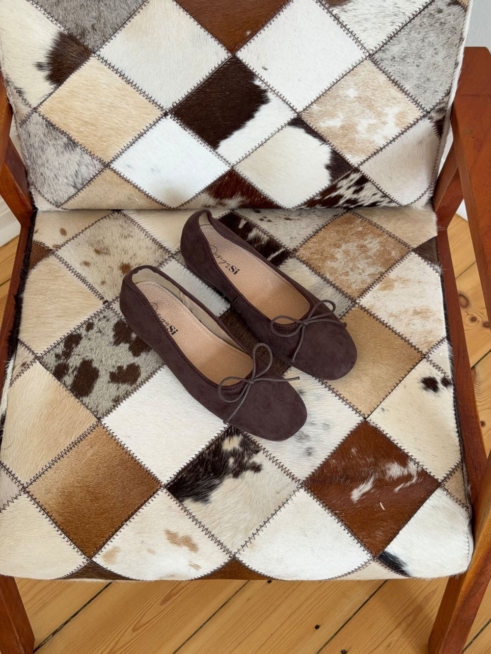 Yuna ballerina with heel - Dark brown