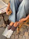 Yuna ballerina with heel - Dark brown