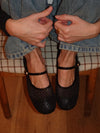 Tilda ballerinas in net material with strap - Black