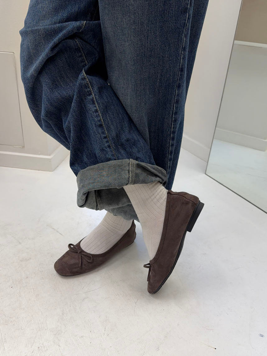 Gina ballerinas in suede - Dark brown