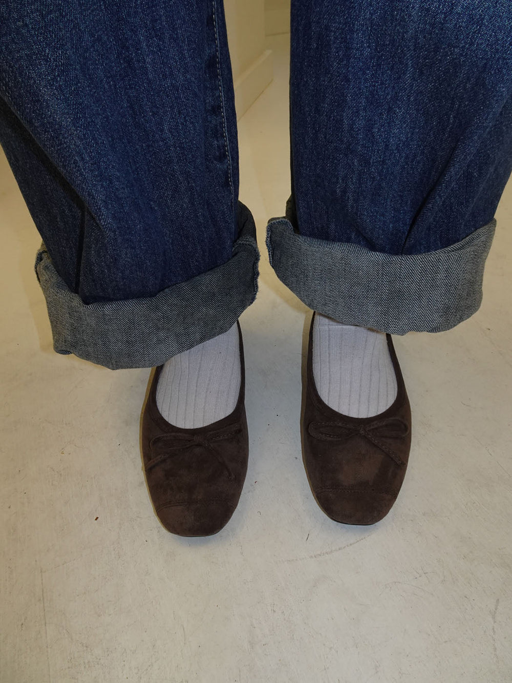 Gina ballerinas in suede - Dark brown