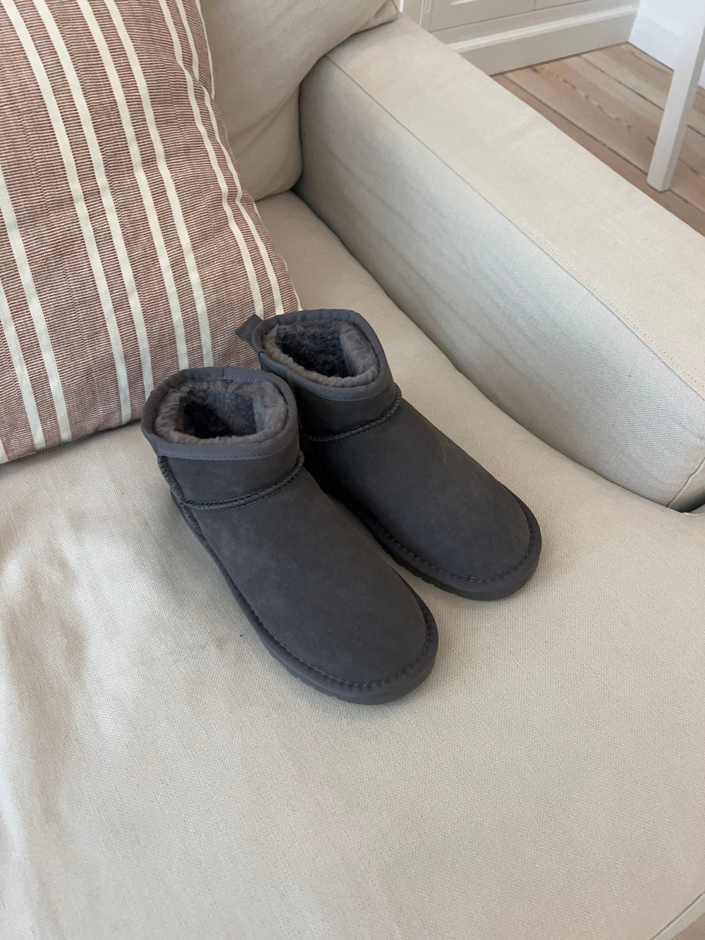 Malabo teddy boots short - grey