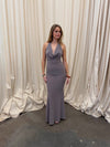 Pauline dress with open back - Taupe
