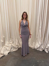 Pauline dress with open back - Taupe