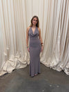 Pauline dress with open back - Taupe