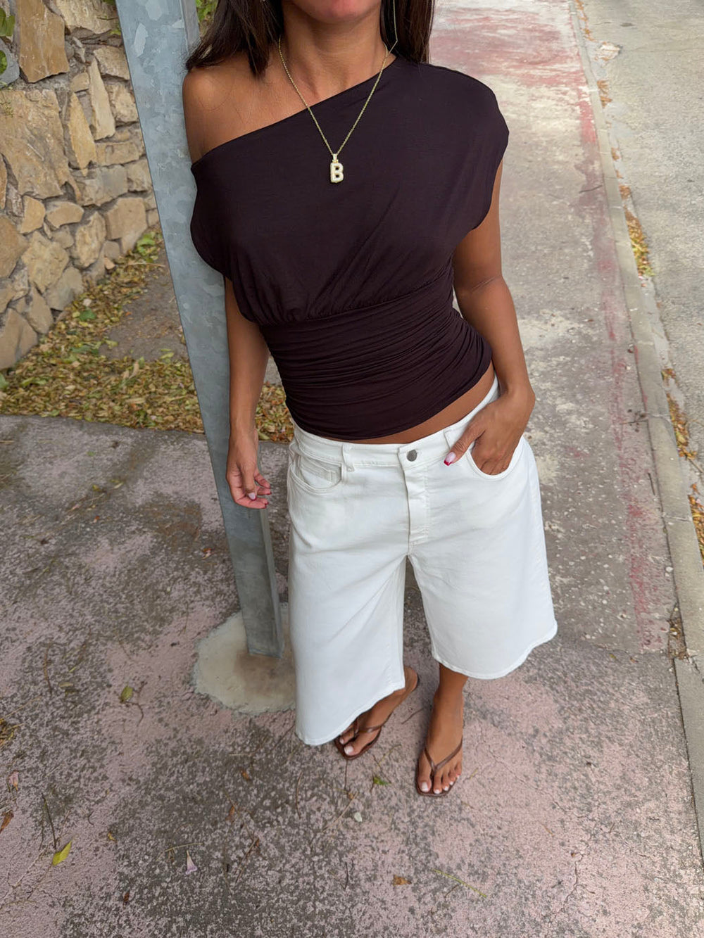 Inga bermuda shorts - White