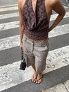 Nayaly bermuda shorts with stripes – Brown
