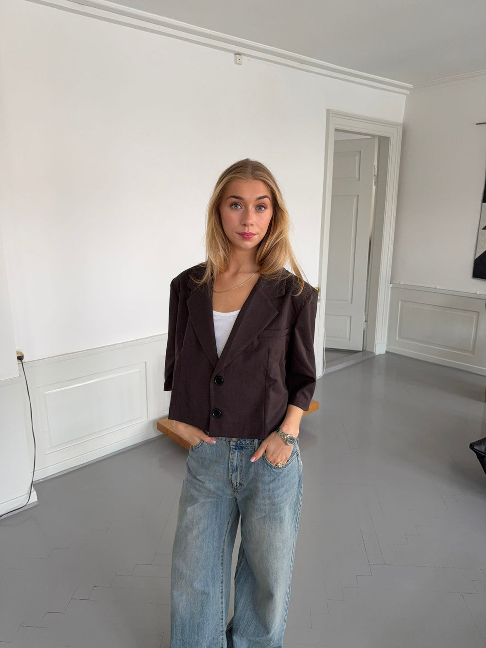 Carolyn cropped blazer - Brown