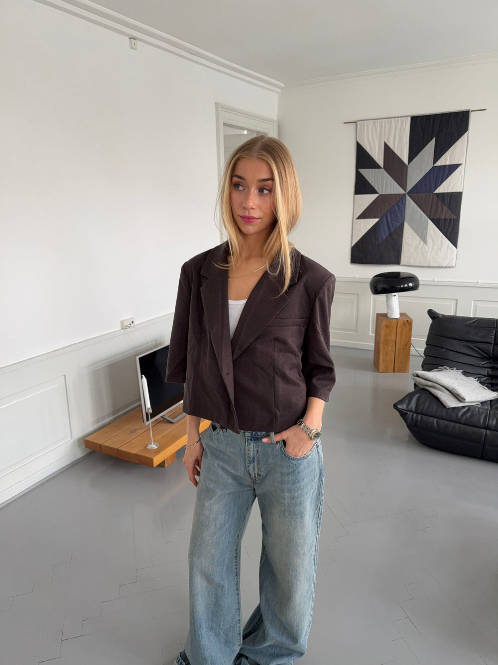 Carolyn cropped blazer - Brown