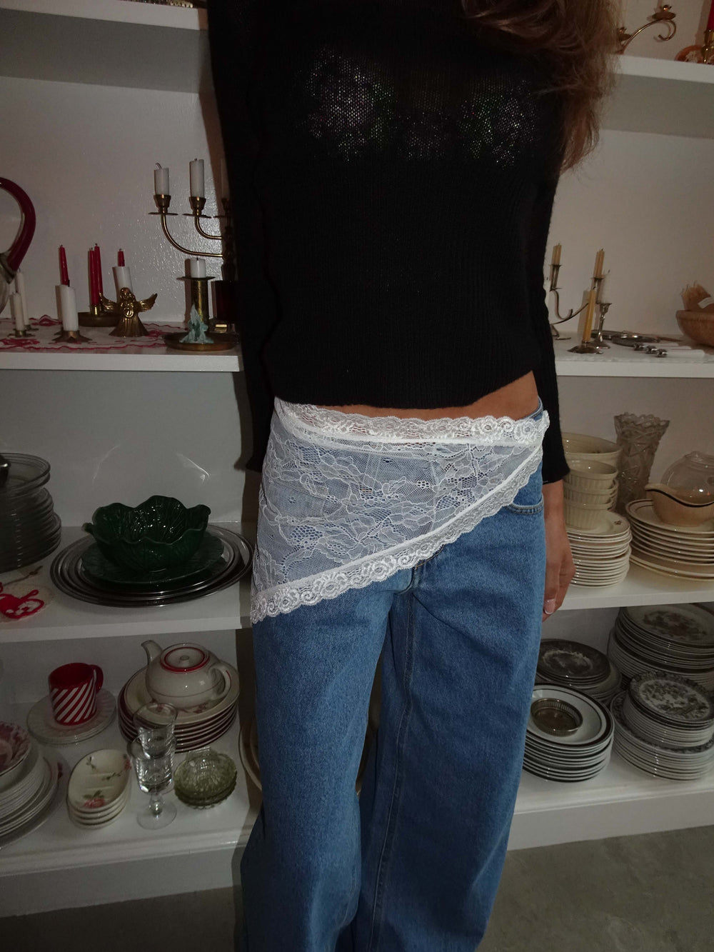 Talina lace scarf – White