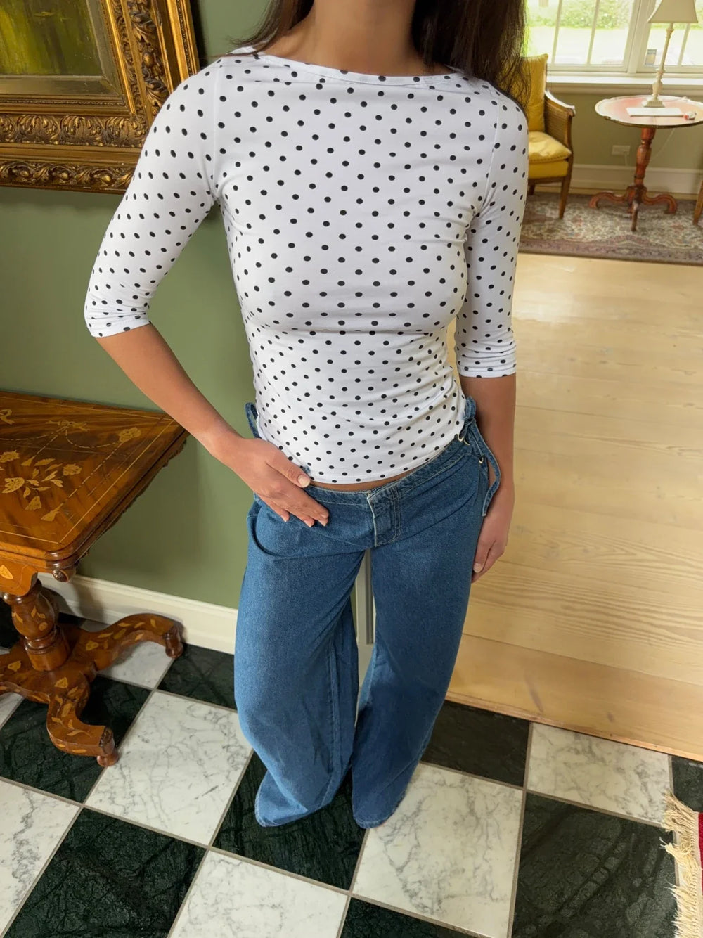 Deva blouse with polkadots - White/Black