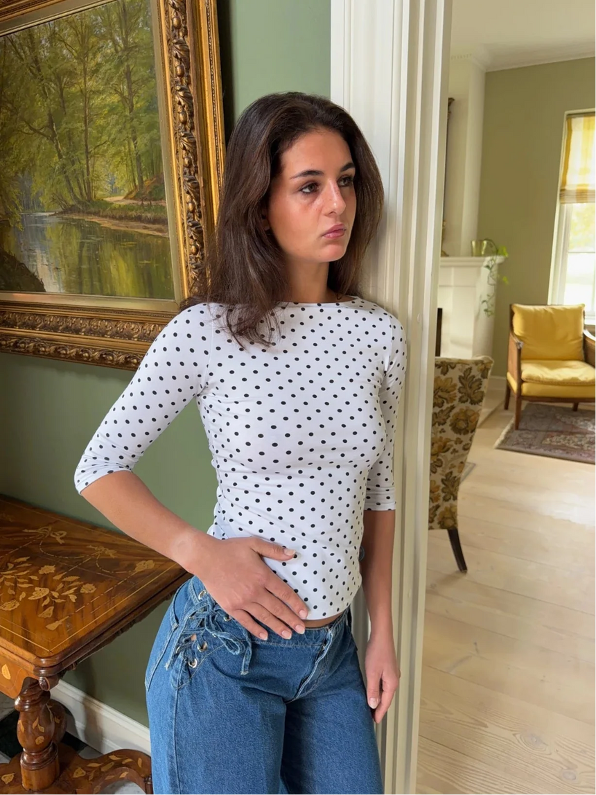 Deva blouse with polkadots - White/Black