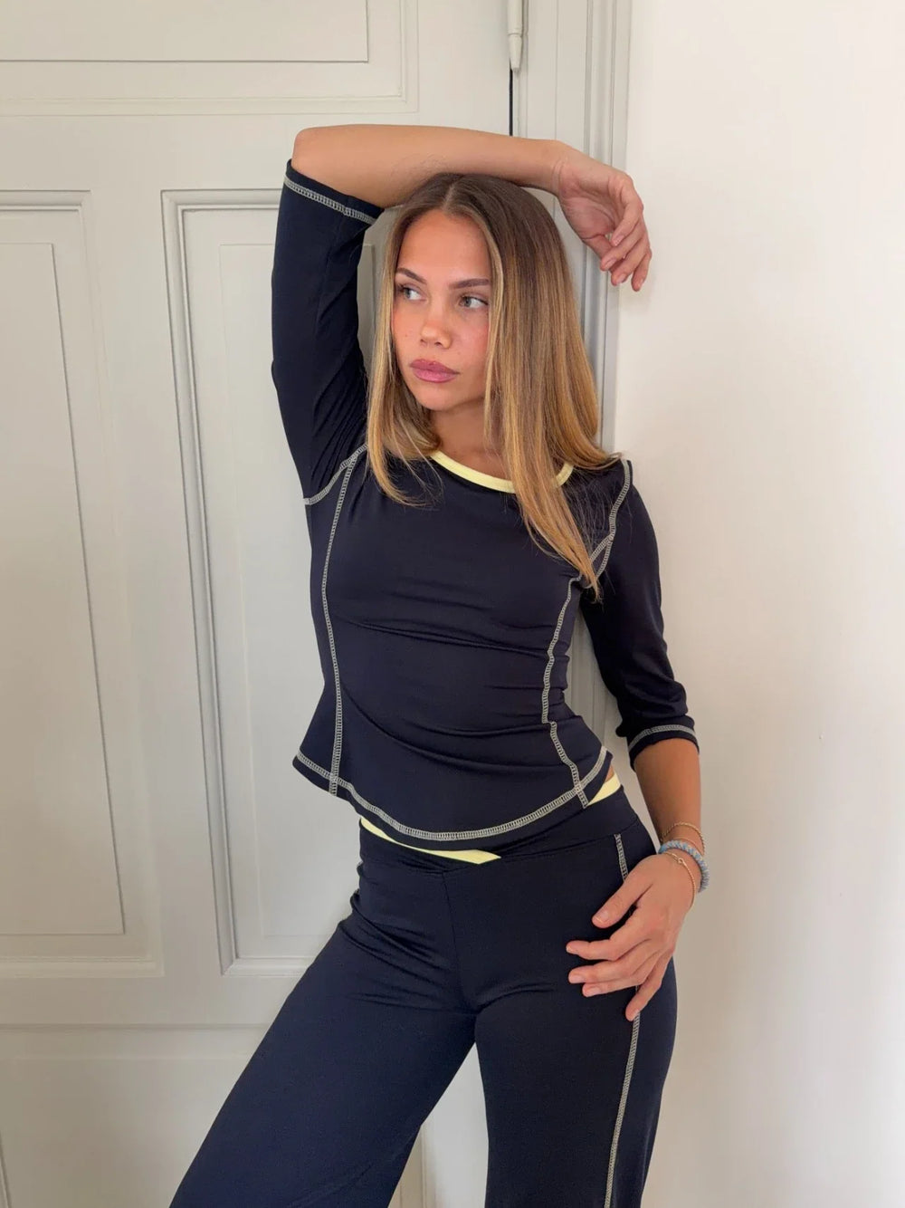 Waverly blouse - Navy/yellow