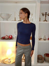Amally long-sleeved blouse with embroidered hearts - Navy