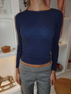 Amally long-sleeved blouse with embroidered hearts - Navy