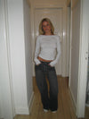 Lila blouse with open back - Grey
