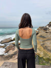 Lila blouse with open back - Green