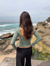 Lila blouse with open back - Green