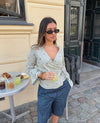 Isabeau blouse with tie detail – Khaki