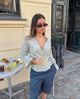 Isabeau blouse with tie detail – Khaki