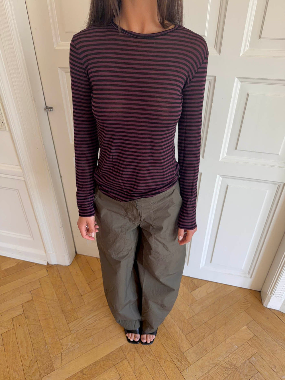 Suzy blouse with stripes - Bordeaux/black
