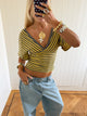 Scandivv blouse with stripes - Grey/yellow