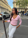 Penny v-neck blouse with 3/4 sleeves - Light pink