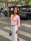 Penny v-neck blouse with 3/4 sleeves - Light pink