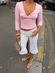 Penny v-neck blouse with 3/4 sleeves - Light pink
