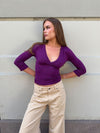 Penny v-neck blouse with 3/4 sleeves - Magenta