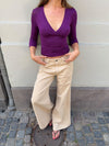 Penny v-neck blouse with 3/4 sleeves - Magenta