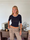 Theana blouse with three-quarter sleeves – Navy