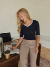 Theana blouse with three-quarter sleeves – Navy