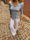 Liv blouse with v-neck - Light blue