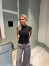 Leonie t-shirt with buttons - Black