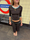 Malin Tomkins 3/4 sleeved blouse - Brown/blue