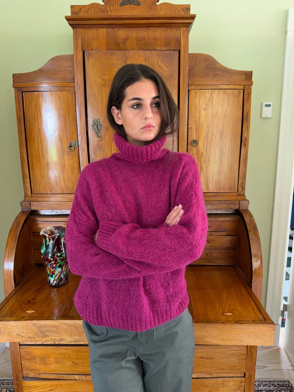 Idun knit sweater with turtleneck - Purple