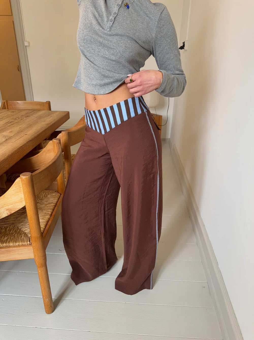 Polly pants med striber - Brown/blue